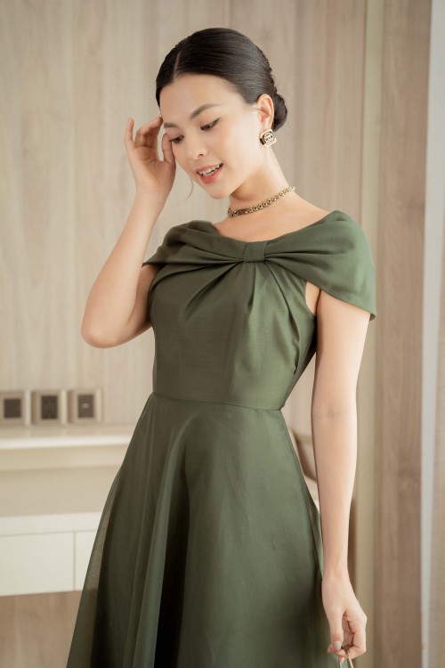 Sixdo Dark Green Midi Dress